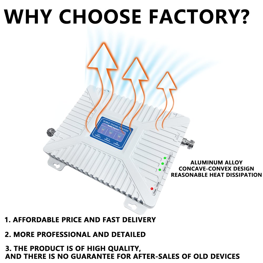 900 2100 2600MHz mobile network repeater 2G 3G 4G GSM WCDMA LTE amplifier 70dB Tri band signal booster amplificateur